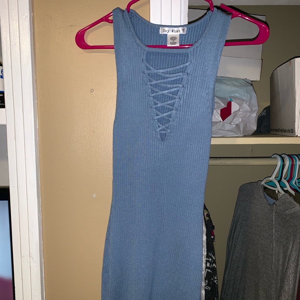 Blue crossed front dress